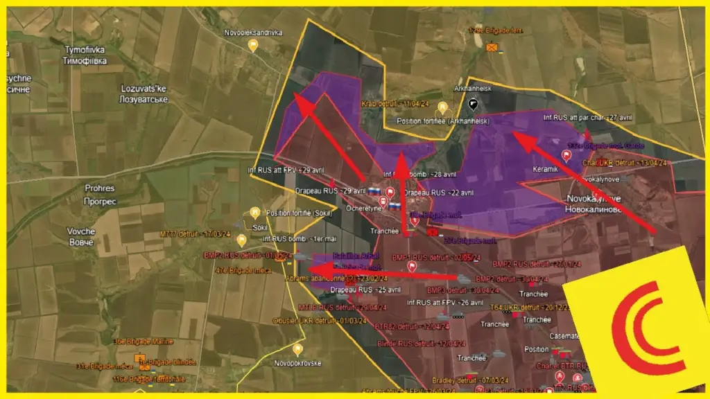 Conflit Ukraine 03/05/24 : le saillant RUS au nord d’Avdiivka se développe | 3e bataille d’Urozhaine
